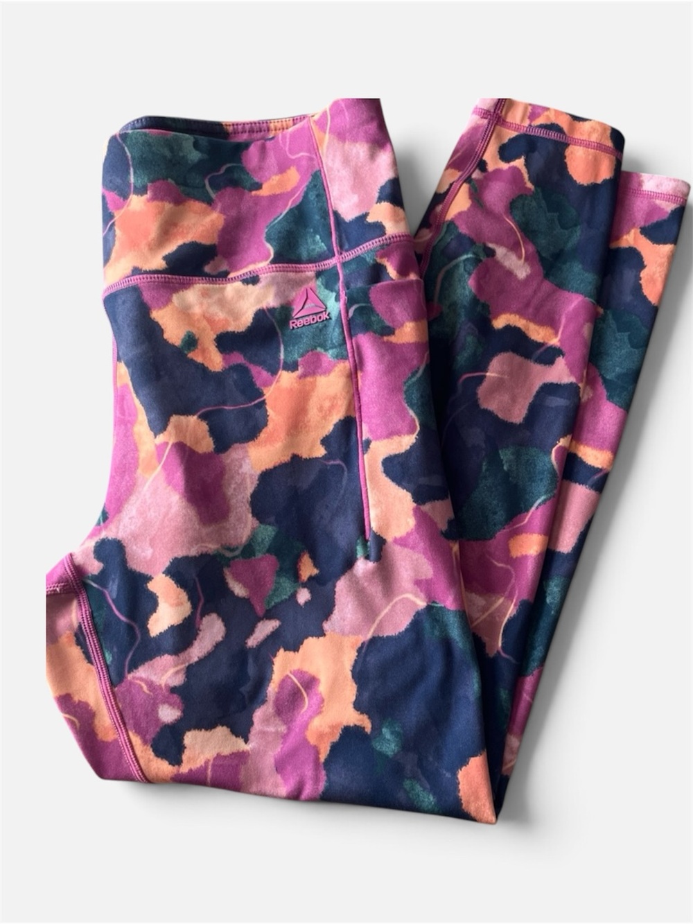 Reebok Girls' Multicolor Camo Leggings - Pink, Navy & Coral